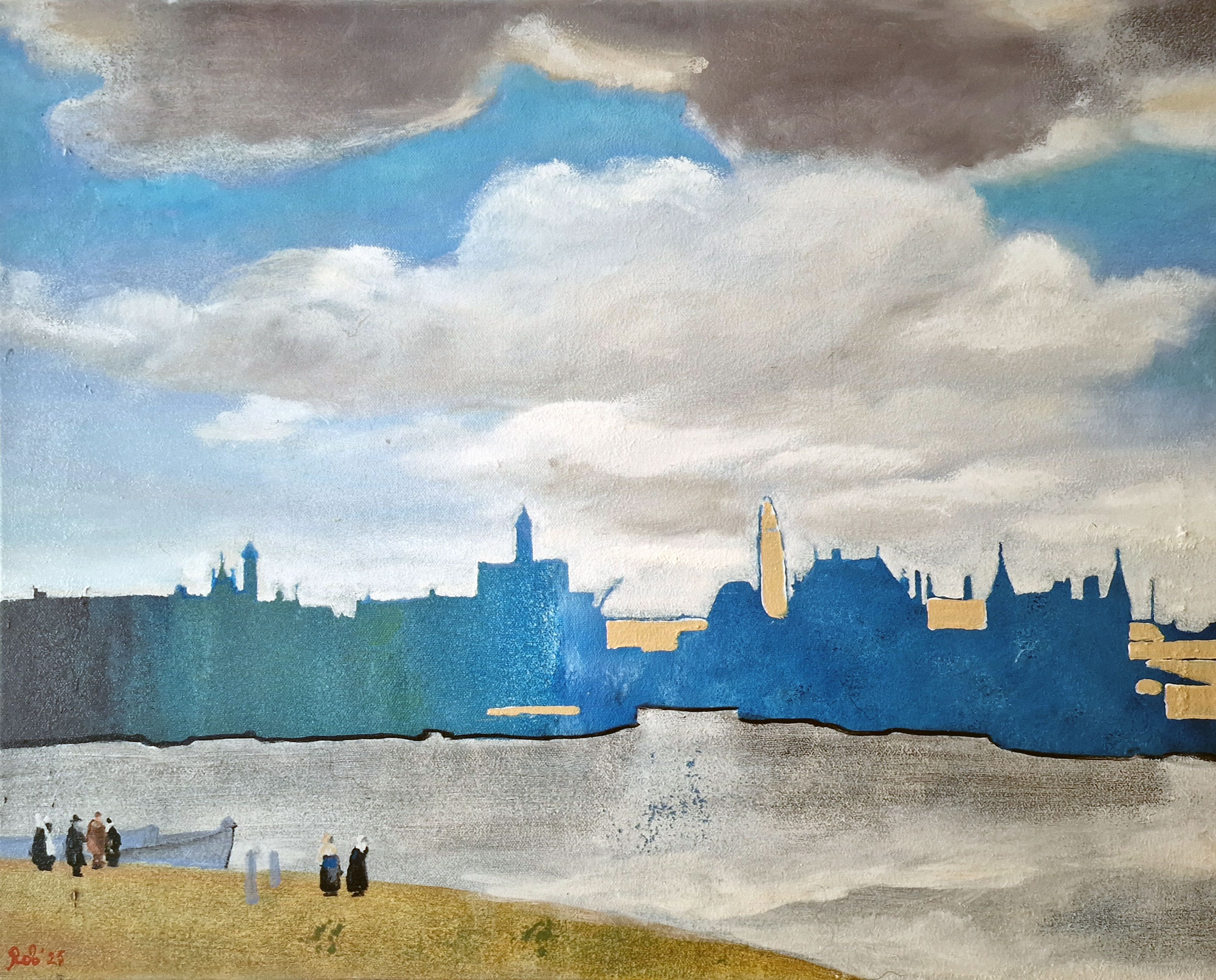 Painting / Peinture Vue sur Delft, Vermeer, Rob Lieveloo